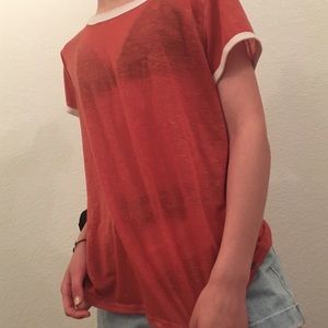 Red American Eagle Soft & Sexy Tee w/ collar